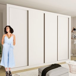 Conjunto Guarda Roupa Casal Premium 279,3cm 4 Portas e Cômoda 129,5cm 1 Porta 4 Gavetas Minastex - 9