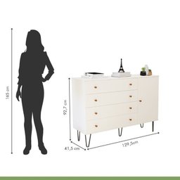 Conjunto Guarda Roupa Casal Premium 279,3cm 4 Portas e Cômoda 129,5cm 1 Porta 4 Gavetas Minastex - 19