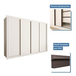 Conjunto Guarda Roupa Casal Premium 279,3cm 4 Portas e Cômoda 129,5cm 1 Porta 4 Gavetas Minastex - 11