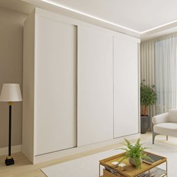Conjunto Guarda Roupa Casal Premium 205,9cm 3 Portas  e Cômoda 129,5cm 1 Porta 4 Gavetas Minastex - 3