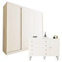 Ver imagem 1 de Conjunto Guarda Roupa Casal Premium 205,9cm 3 Portas  e Cômoda 129,5cm 1 Porta 4 Gavetas Minastex