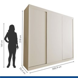 Conjunto Guarda Roupa Casal Premium 205,9cm 3 Portas  e Cômoda 129,5cm 1 Porta 4 Gavetas Minastex - 8