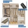 Conjunto Guarda Roupa Casal Premium 205,9cm 3 Portas  e Cômoda 129,5cm 1 Porta 4 Gavetas Minastex - 7