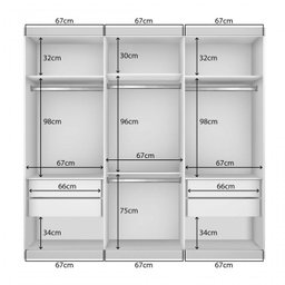 Conjunto Guarda Roupa Casal Premium 205,9cm 3 Portas  e Cômoda 129,5cm 1 Porta 4 Gavetas Minastex - 2