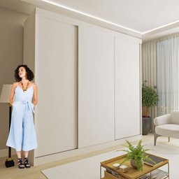 Conjunto Guarda Roupa Casal Premium 205,9cm 3 Portas  e Cômoda 129,5cm 1 Porta 4 Gavetas Minastex - 10