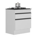 Ver imagem 1 de Balcão Cozinha para Cooktop 70cm com Rodapé 1 Porta 1 Gaveta Veneza Multimóveis V2118 Branco/preto