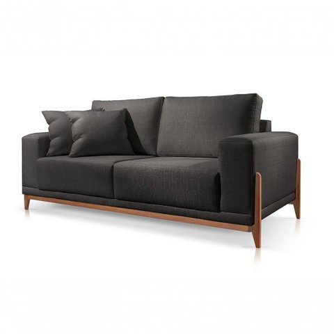 Sofá 3 Lugares Fixo Living Bellagio Linho Preto 12t 2,3m