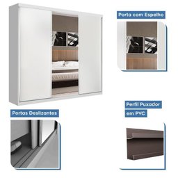 Conjunto Guarda Roupa Casal Premium 205,9cm 3 Portas  e Cômoda 129,5cm 1 Porta 4 Gavetas Minastex - 8