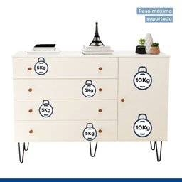 Conjunto Guarda Roupa Casal Premium 205,9cm 3 Portas  e Cômoda 129,5cm 1 Porta 4 Gavetas Minastex - 19