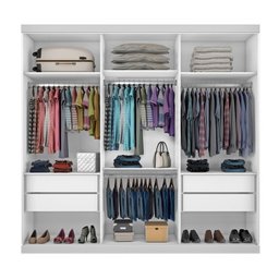 Conjunto Guarda Roupa Casal Premium 205,9cm 3 Portas  e Cômoda 129,5cm 1 Porta 4 Gavetas Minastex - 13