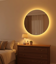 Ver imagem 1 de Espelho Redondo Lapidado com Luz Led Quente para Maquiagem Quarto Sala Salão Suporte de Fixação 40cm