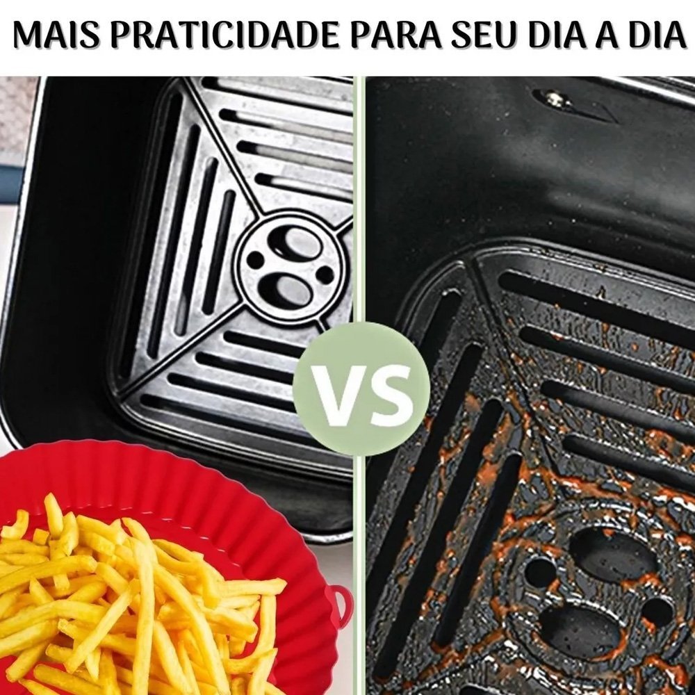 FORMA DE SILICONE FLEXÍVEL REUTILIZÁVEL ANTIADERENTE PARA FRITADEIRA ELÉTRICA AIR FRYER - 6