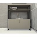 Ver imagem 1 de Aparador Multifuncional com Porta Basculante Mesinha, Mesa de Apoio, Sala, Cozinha. Cinza e Preto