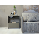 Ver imagem 2 de Aparador Multifuncional com Porta Basculante Mesinha, Mesa de Apoio, Sala, Cozinha Cinza e Preto