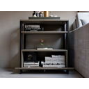 Ver imagem 2 de Aparador Multifuncional com Porta Basculante Mesinha, Mesa de Apoio, Sala, Cozinha. Cinza e Preto