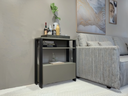 Ver imagem 3 de Aparador Multifuncional com Porta Basculante Mesinha, Mesa de Apoio, Sala, Cozinha. Cinza e Preto