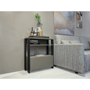 Ver imagem 3 de Aparador Multifuncional com Porta Basculante Mesinha, Mesa de Apoio, Sala, Cozinha. Cinza e Preto