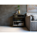 Ver imagem 5 de Aparador Multifuncional com Porta Basculante Mesinha, Mesa de Apoio, Sala, Cozinha. Cinza e Preto