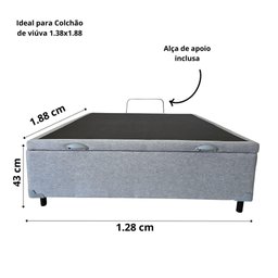 Base Cama Box com Baú Solteiro, Queen, Casal, King Suede Cinza - Cinza - Casal - 12