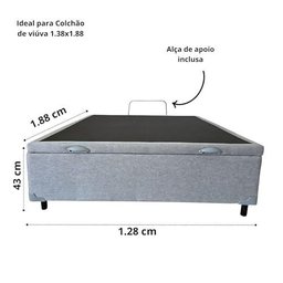 Base Cama Box com Baú Solteiro, Queen, Casal, King Suede Cinza - Cinza - Casal - 10