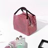 Bolsa Térmica Organizadora Listrada em Poliéster de Mão para Marmita Rosa - 5