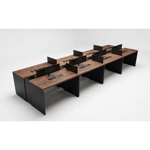 Plataforma de Trabalho 8 Lugares Castanho Tannat/preto com 4 Caixas e 16 Tomadas Elétricas – 360
