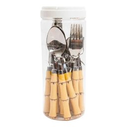 Faqueiro Cazza em Inox com Cabo de Bambu 16 Peças - 1