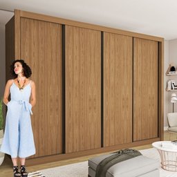 Conjunto Guarda Roupa Casal Premium 279,3cm 4 Portas e Cômoda 1 Porta 4 Gavetas Minastex - 9