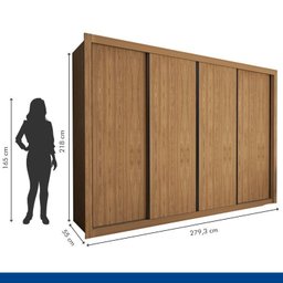 Conjunto Guarda Roupa Casal Premium 279,3cm 4 Portas e Cômoda 1 Porta 4 Gavetas Minastex - 8