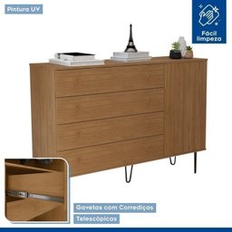 Conjunto Guarda Roupa Casal Premium 279,3cm 4 Portas e Cômoda 1 Porta 4 Gavetas Minastex - 16