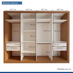 Conjunto Guarda Roupa Casal Premium 279,3cm 4 Portas e Cômoda 1 Porta 4 Gavetas Minastex - 4