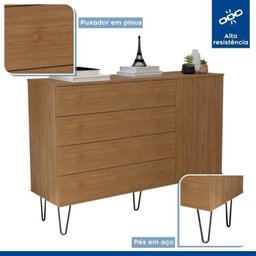 Conjunto Guarda Roupa Casal Premium 279,3cm 4 Portas e Cômoda 1 Porta 4 Gavetas Minastex - 15