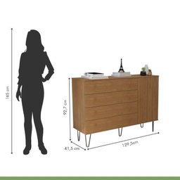 Conjunto Guarda Roupa Casal Premium 279,3cm 4 Portas e Cômoda 1 Porta 4 Gavetas Minastex - 19