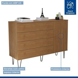 Conjunto Guarda Roupa Casal Premium 279,3cm 4 Portas e Cômoda 1 Porta 4 Gavetas Minastex - 17
