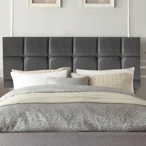 Painel Estofado Luxo Espanha 195cm King Size para Cama Box Corino Cinza - Gat Magazine