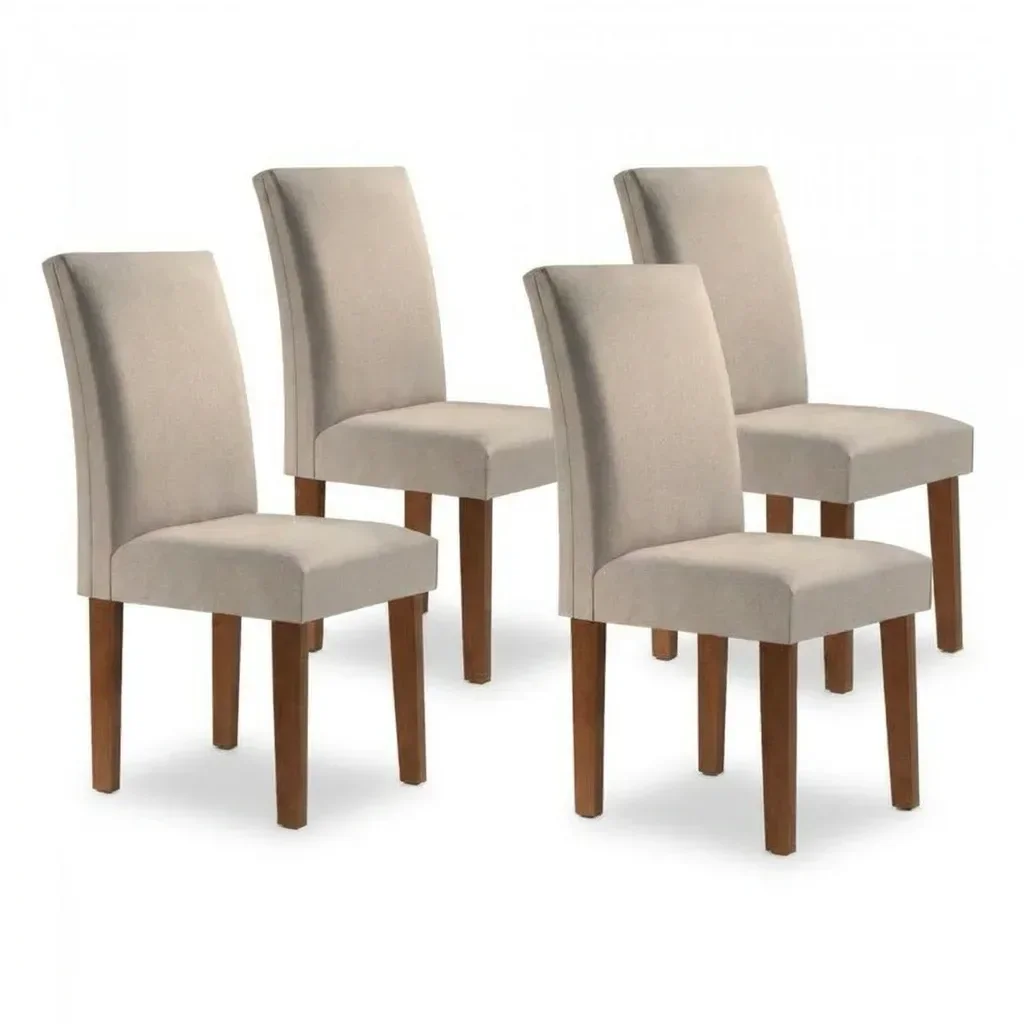 Ver mais imagens de Conjunto 4 Cadeiras para Sala de Jantar Estrutura MDF Chocolate Cinza Espanha