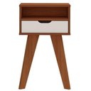 Ver imagem 1 de Mesa de Apoio Lateral Vip com Gaveta e Nicho Cedro / Off White