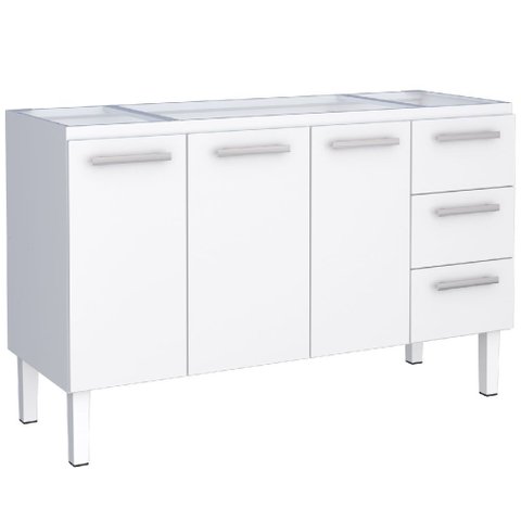 Gabinete Aço Novo Venus 1,44 Metros Branco para Pia 1,50 Metros - P103623 - Cozimax Gabinete Aço Nov