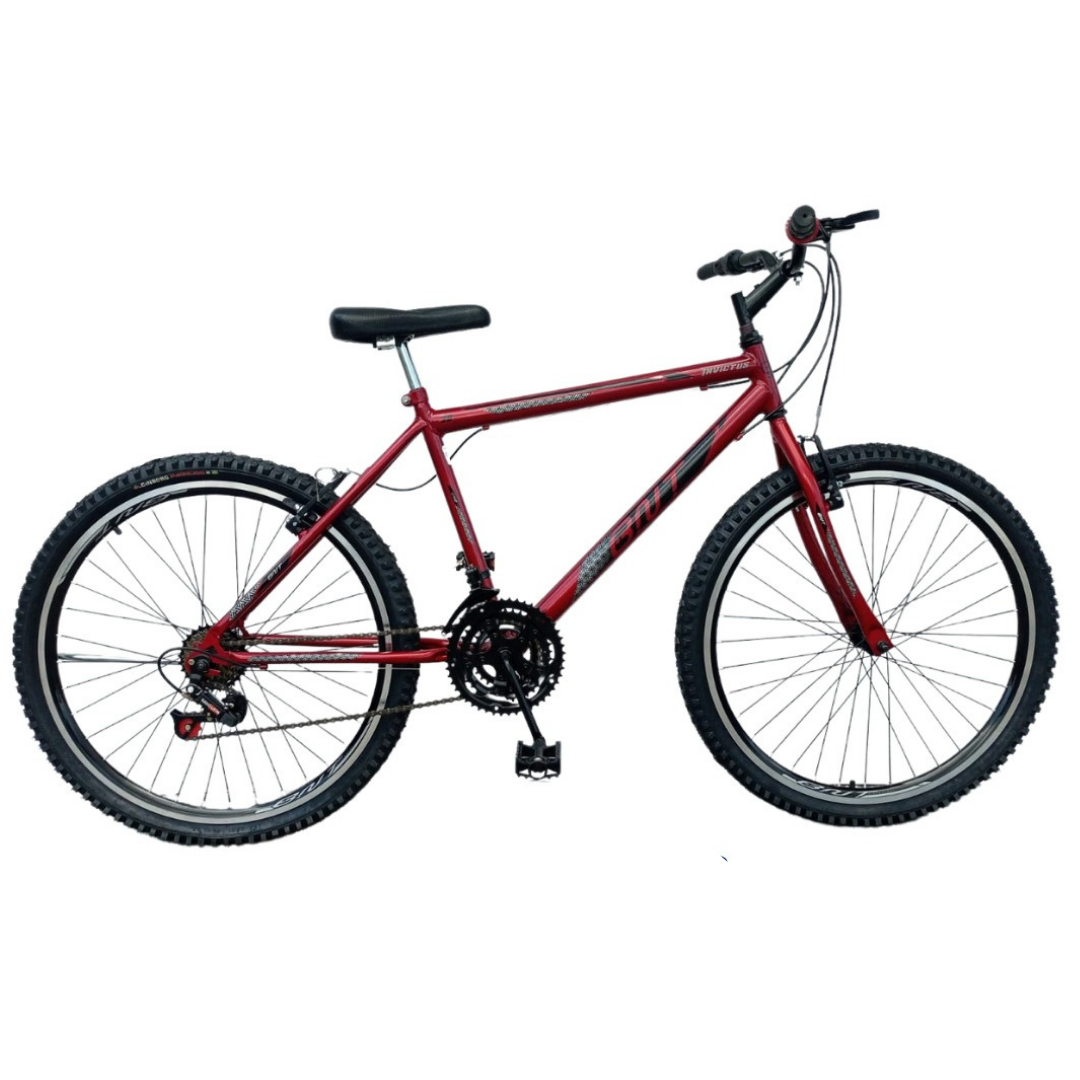 BICICLETA ARO 26 BNT INVICTUS 21V MTB FREIO V-BRAKE:Vermelho com Preto - 1