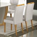 Ver mais imagens de Kit de 8 Cadeiras para Sala de Jantar Pés em Madeira Maciça Lara Bege/Cinamomo/Veludo Palha