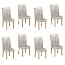 Ver imagem 1 de Kit de 8 Cadeiras para Sala de Jantar Pés em Madeira Maciça Lara Bege/Cinamomo/Veludo Palha