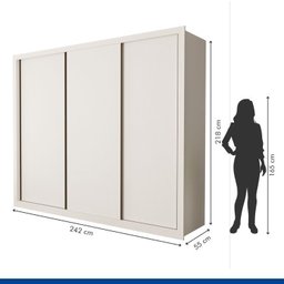 Conjunto Guarda Roupa Casal Premium 242cm 3 Portas e Cômoda 129,5cm 1 Porta 4 Gavetas Minastex - 6
