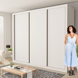 Conjunto Guarda Roupa Casal Premium 242cm 3 Portas e Cômoda 129,5cm 1 Porta 4 Gavetas Minastex - 8