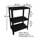 Ver imagem 2 de Estante de Aço Preta Mini com 3 Prateleiras 45x27cm 45kg Coluna Bipartida para Escritórios Quartos