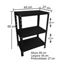 Ver imagem 2 de Estante de Aço Preta Mini com 3 Prateleiras 45x27cm 45kg Coluna Bipartida para Escritórios Quartos