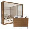 Conjunto Guarda Roupa Casal Premium 242cm com Espelho 3 Portas e Cômoda 129,5cm 1 Porta 4 Gavetas Minastex - 1
