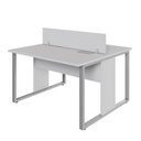 Ver imagem 2 de Plataforma Dupla 1,20 m X 1,20 m com Divisória e Caixas de Tomadas Pés Metal F5 Office Cor:Cinza