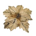 Ver imagem 3 de Kit 10 Flores Artificial Glitter Dourado Madeira Natal 25cm