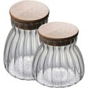 Ver imagem 1 de Kit 2 Potes Hermético de Vidro com Tampa Bambu 450ml e 700ml
