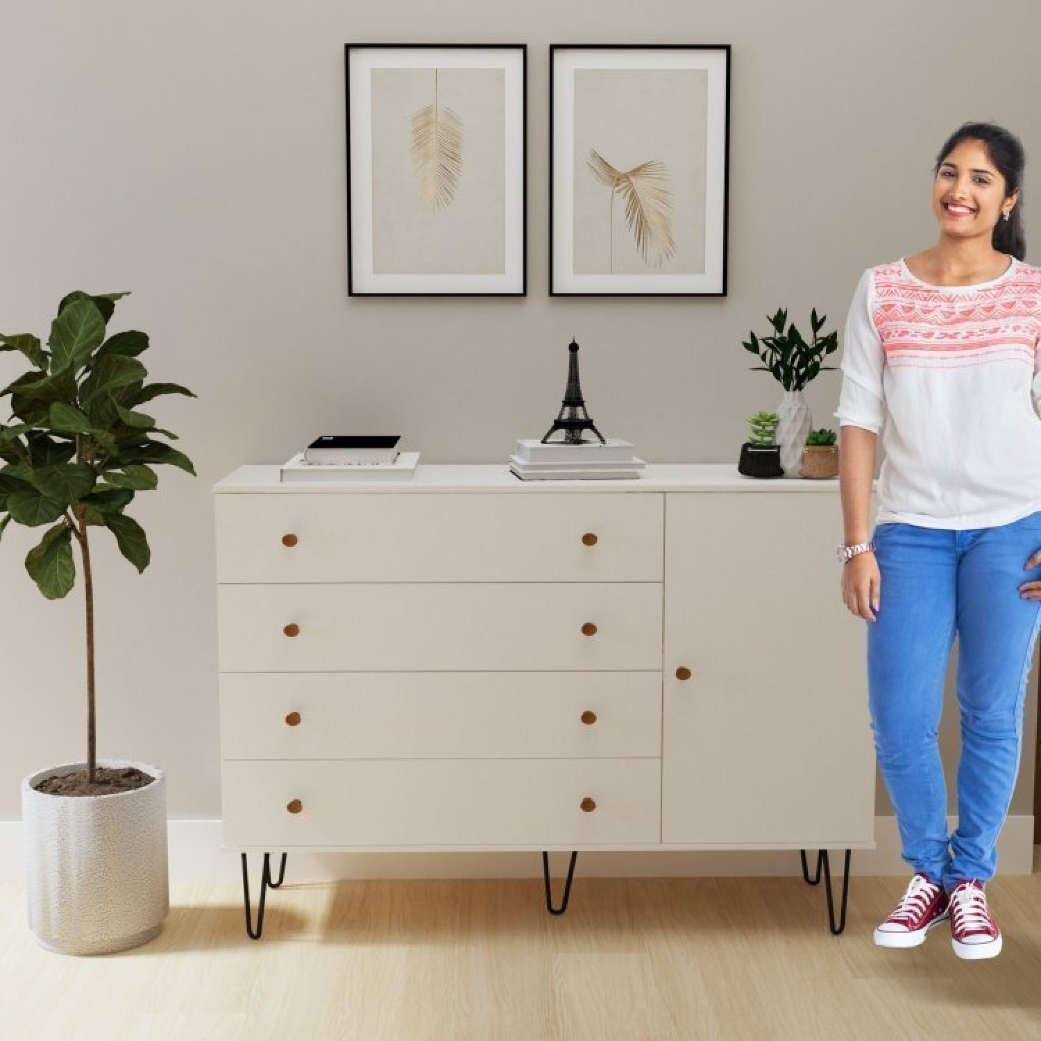 Conjunto Guarda Roupa Solteiro Premium 138cm 2 Portas e Cômoda 129,5cm 1 Porta 4 Gavetas Minastex - 18
